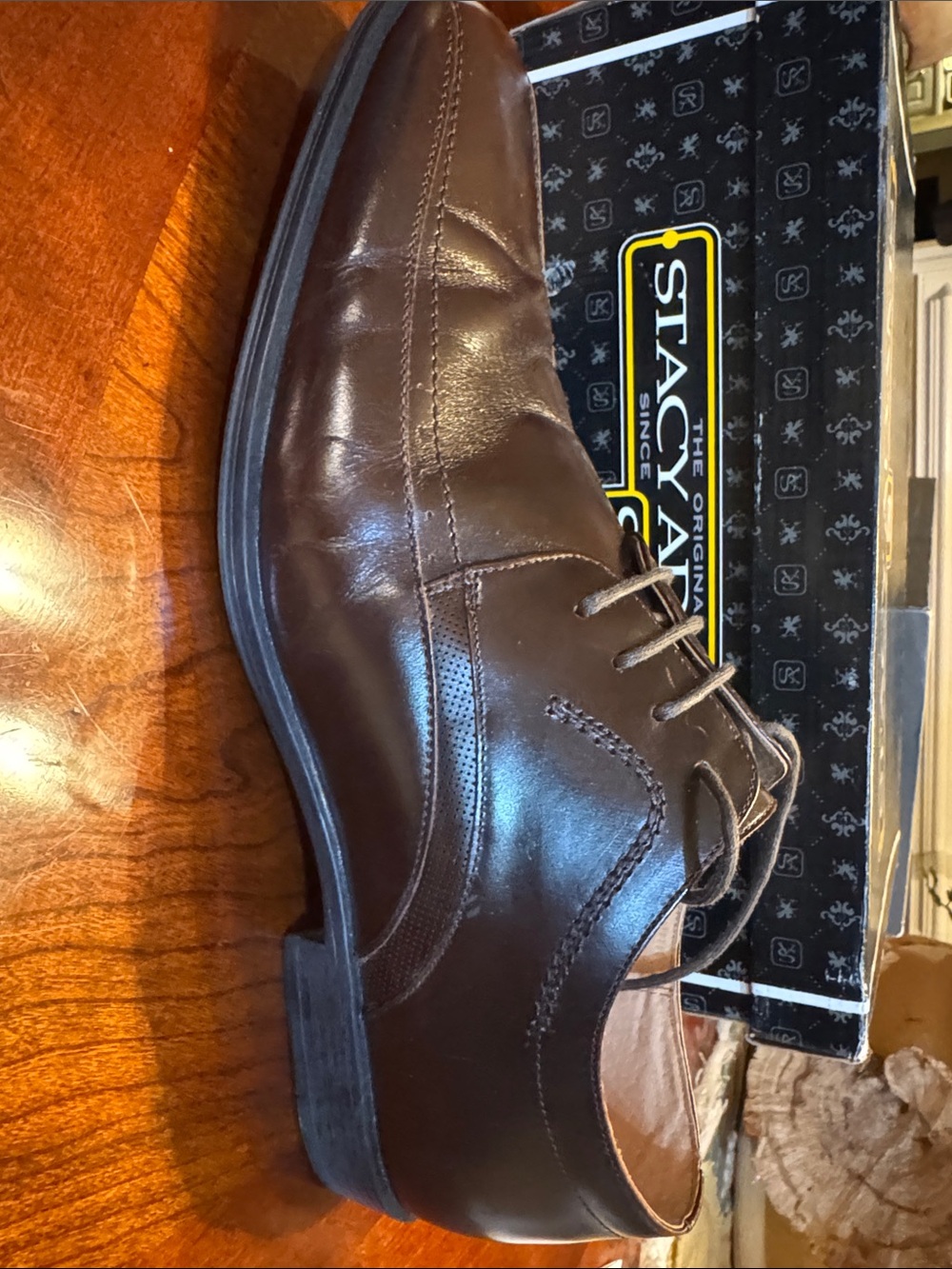 Stacy Adams Brown Leather Derby Lace-Up Dress Shoe